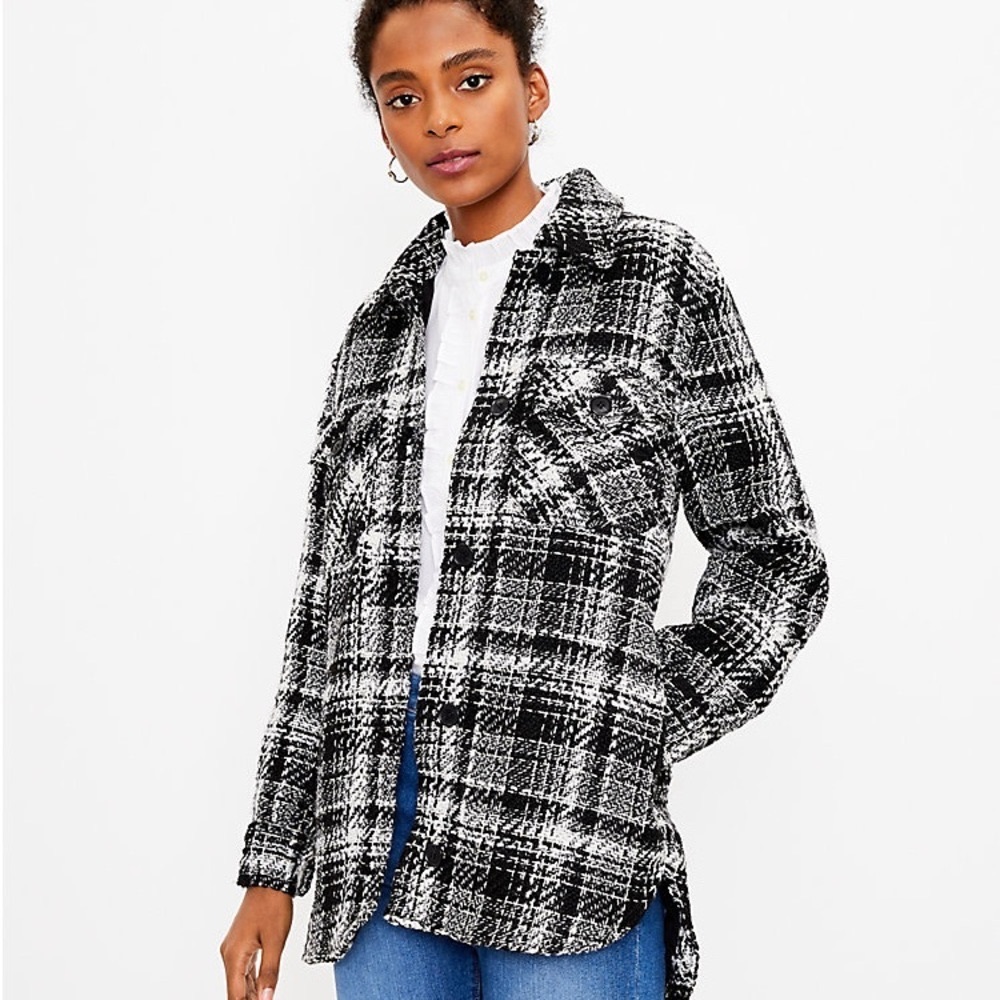 Ann Taylor Loft | Shimmer Plaid Tweed Jacket